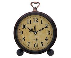 Konigswerk Slash Vintage Retro Altmodisch Deko Leise Nicht Sekundenzeiger, Quarz Analog großen Ziffern Schreibtisch Uhr, batteriebetrieben, Lauter Alarm Klassisch