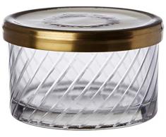 Better & Best Gr Aufbewahrungsbox, rund, groß, Deckel, cremefarben, goldfarben, Maße 10,5 x 10,5 x 6,5 cm, Material: Glas/Metall