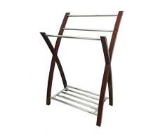 Aspect Freistehender Handtuchhalter mit Bodenablage, Holz, Chrom/Mahagoni, 54 x 41 x 80 cm