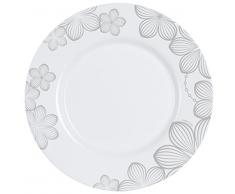 Dajar Dessertteller 19 cm Dream Flower Light Silver Ambition, Glas, Weiß Grau