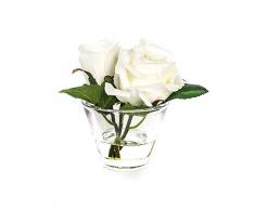 EUROCINSA 87668C01 Schrank mit 3 weißen Rosen, Box mit 4 Stück, Kunststoff, Glas, 16 x 15 cm
