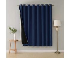 Deconovo breiter Verdunkelungsvorhang, solide Ösen oben, Fenstervorhang-Sets, lichtundurchlässiger Vorhang für Raumteiler 100x84 Inch marineblau