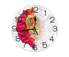 Huanglan Runde Wanduhr, dekorativ, 24,1 cm, batteriebetrieben, Quarz, analog, leise Schreibtischuhr für Studenten, Zuhause, Büro, Schule Antik 9.5 Inch Kunst-Löwe