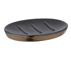 WENKO Seifenablage Brandol, Seifenschale zur Aufbewahrung von Handseife, aus hochwertiger Keramik, 10 x 1,5 x 12 cm, Schwarz/Kupfer