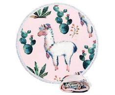 Violet Mist Mandala-Wandteppich, rund, Strandtuch, Yoga, Picknick-Matte, runde Tischdecke, wasserabsorbierend, Frottee-Handtuch mit Quasten Alpaka