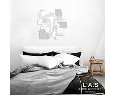 L:A:S Laser Art Style Wandgarderobe Modern für Schlafzimmer, Holz, Weiß-Grau, 68 x 70 cm