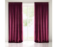 Eurofirany Vorhang Velvet Bordeaux Samt 1 Stk. Weich Kräuselband Edel Elegant Hochwertig Glamour Schlafzimmer Wohnzimmer Lounge, Stoff, 140x270cm