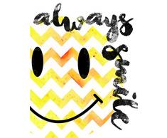 Immer lächeln Print 11 x 14, Happy Face Décor, Motivational Poster, immer Lächeln inpirtational Zitate, Inspiration für Kids, Cute Décor für Kinder, gelb Chevron, Design Happy, Smile Kunstdruck, Happy Smile