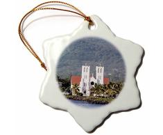3dRose ORN 71126 _ 1 katholischen Kirche, Relaxliege Relaxsessel APIA, Upolo Insel, Western Samoa AF41 mde0000 Michael DeFreitas Schneeflocke Porzellan Ornament, 3 Zoll