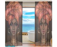 DOENR Gardinen mit afrikanischer amerikanischer Frau, für Türen, Küche, Wohnzimmer, Schlafzimmer 55x78x2(in)