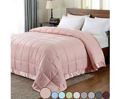 downluxe Leichte Queen Daunendecke Alternative Decke mit Satin-Einfassung, Blush