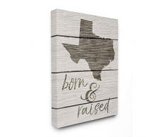 The Stupell Home Décor Collection Wandtafel Born and Raised Texas, Canvas, Mehrfarbig, 60.96 x 3.81 x 76.2 cm