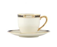 Lenox Hancock Speiseteller aus Porzellan, mit goldfarbenem Band, elfenbeinfarben Lenox, Hancock, Platin, feines Service Espresso Cup & Saucer elfenbeinfarben