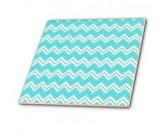 3dRose CT 195250 _ 1 Blaugrün Blau Chevron Zickzack Muster, Keramik Fliesen, 4-Zoll