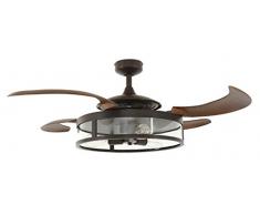 FANAWAY Classic Deckenventilator und LED-Deckenleuchte, 3x E27, 60 W, Braun, 122 cm Durchmesser, eingeklappt 48 cm
