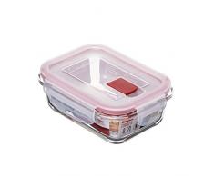TATAY Cook&Eat Frischhaltedose aus Borosilikatglas, transparent mit roter Dichtung 0.37 L
