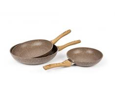 Excelsa Wood & Stone Set 3 Pfannen Aluminium geschmiedet mit Antihaftbeschichtung