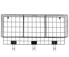 Urban Trends Metall Rechteckig Wandregal mit Square Mesh Seiten, 3 Quadratisch Slots, 3 Haken & 3 Kartenhalter Finish schwarz beschichtet
