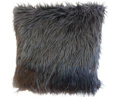 Das Kissen Collection p18flat-sf-mongolian-black-fauxfur spurlos Überwurf, Webpelz Kissen, 45,7 x 45,7 cm
