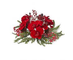 Nearly Natural Kerzenständer Orchidee, Beere und Kiefer