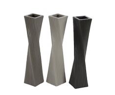 Deco 79 Twisted Keramik Vasen (Set von 3), grau/weiß/schwarz, 10,2 cm D x 10,2 cm W x 50,8 cm H