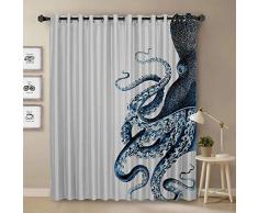 T&H Home Verdunkelungsvorhang für Schlafzimmer – Fensterbehandlung, Vorhänge, modernes Kunst Design für Wohnzimmer – dunkle Nacht Galaxie mit Hellen Sternen Muster 52 W by 52 L Octopus13thh9345
