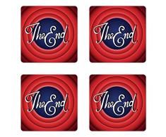 Lunarable Herbstuntersetzer-Set, vier verschiedene verblasste Blätter, Blumenstrauß November-Umwelt, romantische Grafik, quadratische Hartfaserplatte, glänzende Untersetzer, Getränke, Gelb Orange 3.5 W By 3.5 L Multi 7