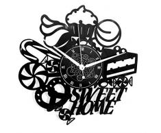 Instant Karma Clocks Wanduhr aus Vinyl LP 33 Instant Karma-Sweet Home Negozio Pasticceria Casa Dolci Torte Biscotti Caramelle, Vintage, Leise