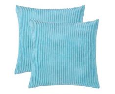 Famibay Super weicher Kissenbezug, 45,7 x 45,7 cm, Rot, dekorativ, quadratisch, gestreift, Samt 20 x 20,Set of 2 türkis