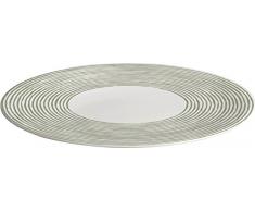 Alessi Servierplatte Acquerello rund, Porzellan, Silber, 33 x 35.5 x 10 cm