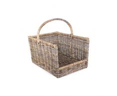 Red Hamper Kleiner Kubu Gray Rattan Holzkorb mit offenem Ende