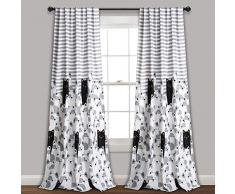 Lush Decor Streifenvorhänge | Kinder Cartoon-Tierdruck-Muster Raum Verdunkelung Fenster Panel Set für Wohnzimmer, Esszimmer, Schlafzimmer (Paar), 213,4 x 132,1 cm, grau und schwarz, grau und schwarz