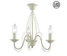 Britalia RAP1001LED Raphael Vintage Hängeleuchte Halbbündig Creme-Gold gebürstet Deckenleuchte 3 x E14 SES LED Leuchtmittel inklusive 6 W