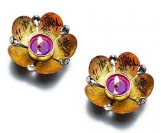 Craftsman 2er Set Deko Teelichthalter mit weißen Steinen in zufälliger Folienfarbe Teelichthalter/Weihnachtsdeko