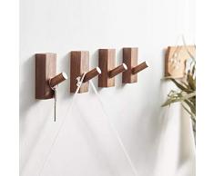 HomeDo 5 Stück Holz-Wandhaken, Hutständer, Kleiderhaken, Wandmontage, dekorative Haken, einzelner Organizer für Hut, Handtuchhalter, Schwerlasthaken Rectangle-walunt-5pack