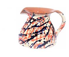 Amazing Cookware Terrakotta Splatter Chubby Krug, Keramik, cremefarben/Blau/Rot, 20,5 x 18,5 x 15,5 cm