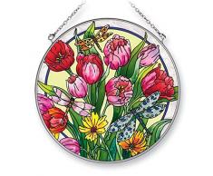 Amia Tulpen Fülle, handgemaltes Glas Kreis Sonnenfänger, 6–1/5,1 cm, 42423, Multicolor