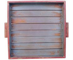 Attraction Design Holz quadratisch Antik Tablett