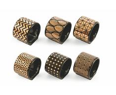 Villa d Este Home Tivoli Gold Set Serviettenringe, Keramik, Schwarz/Gold, 4.5Â cm, 6Â Einheiten