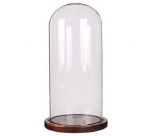 Moonlear Glasglocke mit Glocke Coffee Wood Base