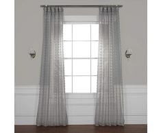 HPD Half Price Drapes SHCH-119A-84 Vorhang, Gemustert, Leinen, durchsichtig, 1 Bahn, 50 x 84, Strasbourg-Punkte, Grau