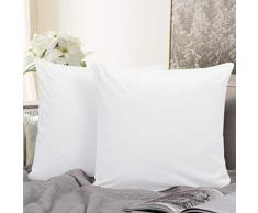 NTBAY Kissenbezug, Samt, quadratisch, superweich, luxuriös, mit Reißverschluss Euro (18 x 18 inches) weiß
