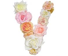 Künstliche Ornamente mit Blumenbuchstaben, 30,5 x 24 x 1,5 cm, eine tolle Ergänzung für Zuhause, Dekoration an Vordertür und Wand, geeignet für Babyparty, Party, Babyzimmer, Dekorationen (pink) 5740
