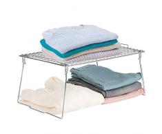 mDesign Regal aus Metall, stapelbar, 43 cm breit, stahl, chrome, 1 Stück