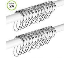 Evelots Dusche Vorhang Ringe Set, Haken für Badezimmer Dusche Rod, Silberfarben Silber