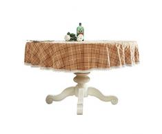 Batterien betrieben strapazierfähiger Baumwolle Leinen Tischdecke Kariert Rund Tischdecke für Home Küche Esszimmer, 142,2 cm – Rund, Grün Round - 44 inch Brown Plaid
