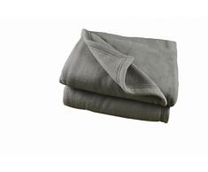 Poyet Motte polex Fleecedecke Polyester Stahl, Polyester, stahlfarben, 260 x 240 cm