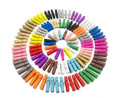 JABINCO Wäscheklammern, Holz, bunt, 128 Stück