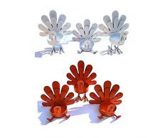 just4udiscount Teelichthalter, Türkien-Motiv, Orange/Weiß, 6 Stück Small 3 White Standup Turkeys