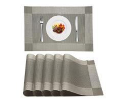 Wlife Platzsets, hitzebeständig, schmutzabweisend, waschbar, PVC, Tischdecken, rutschfest, 45,7 x 30,5 cm 6pcs grau